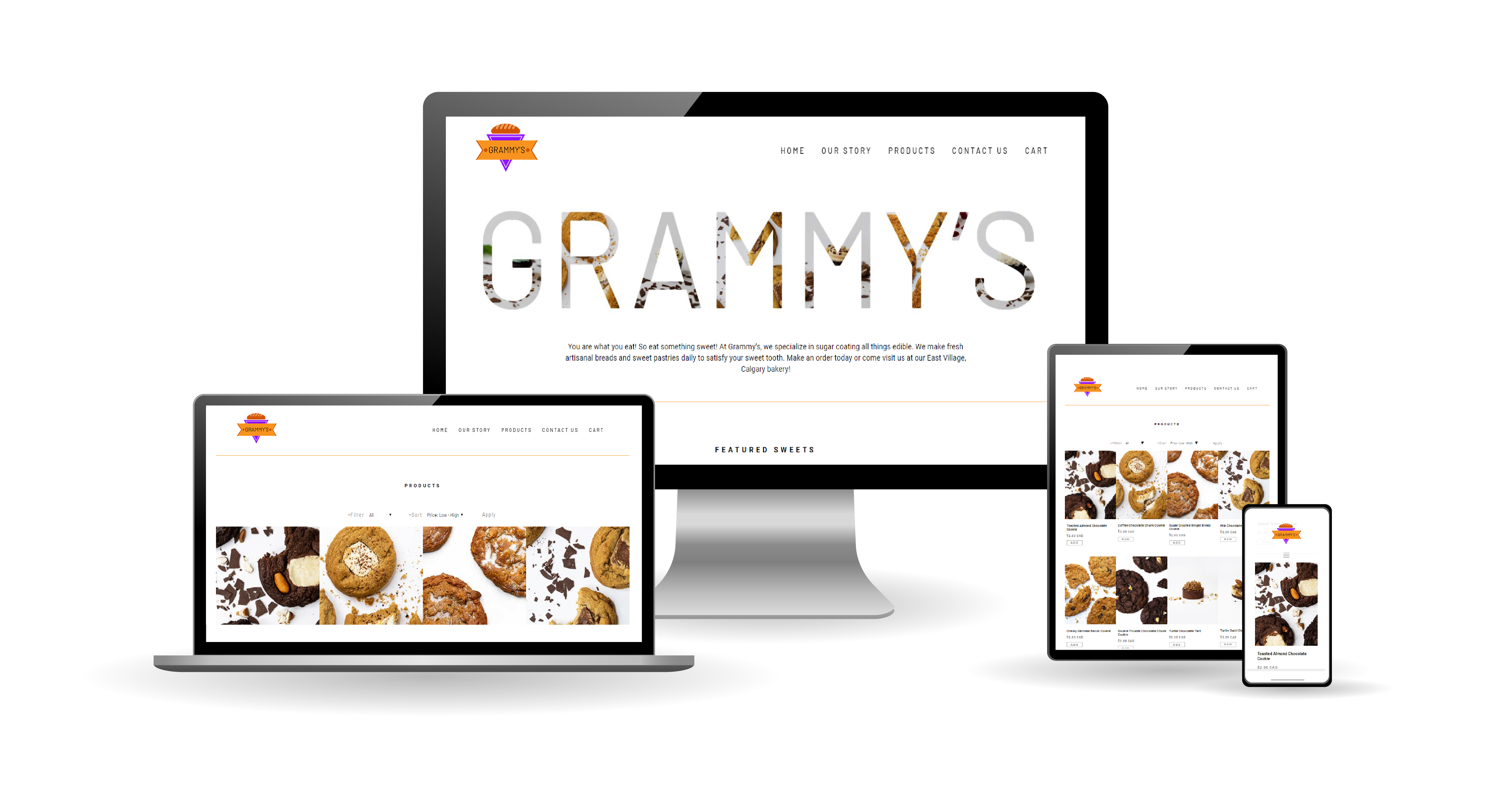 Grammy's E-Commerce site mockups